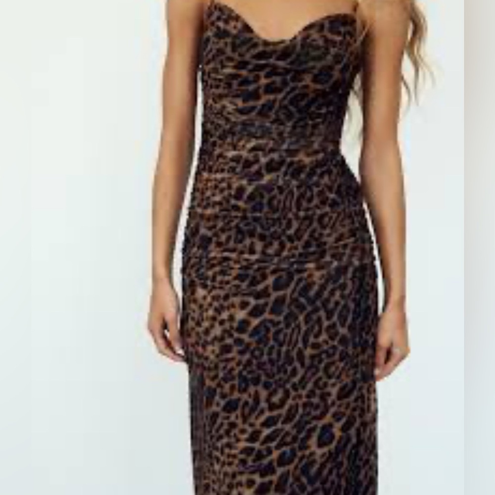 Zara leopard print tulle maxi dress women’s small